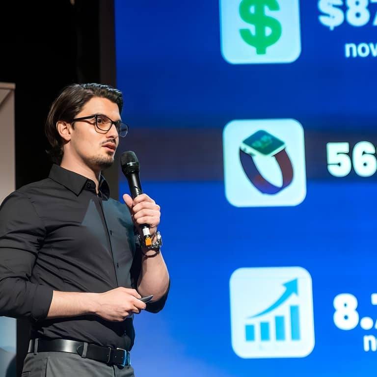 Fratzeskos Dafereras pitching on stage